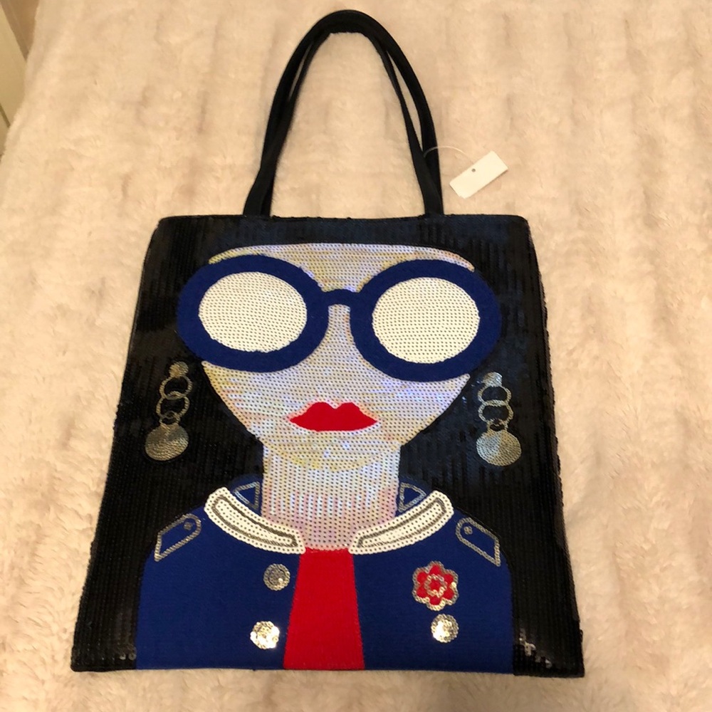 NWOT Sequin and pleather shoulder purse, bag